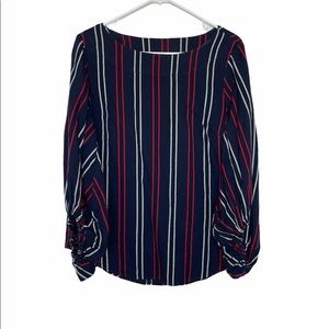 LIKE NEW Cabi 5516 Striped Blouse Navy Blue Sz M
